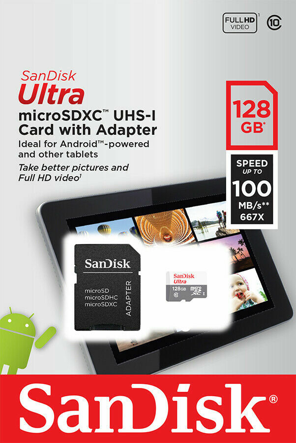 SanDisk Ultra 16GB 32GB 64GB 128GB Micro SD C10 SDXC Flash Memory TF Card Reader