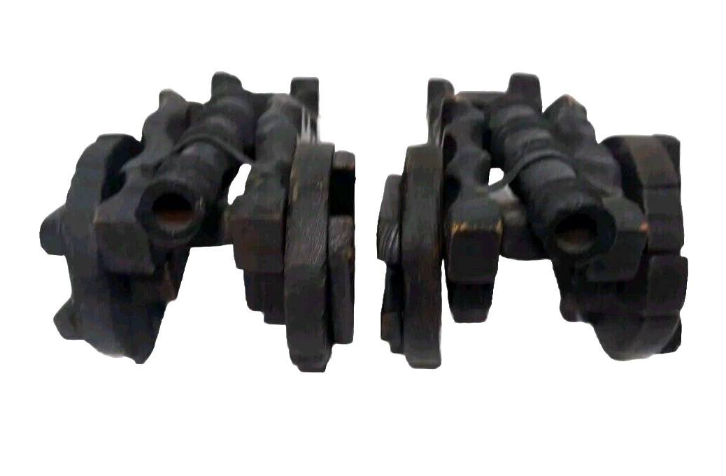 Set 2 Antique Cast Iron Wood Model Miniature Field Gun 10" Cannon On Wheels Toy