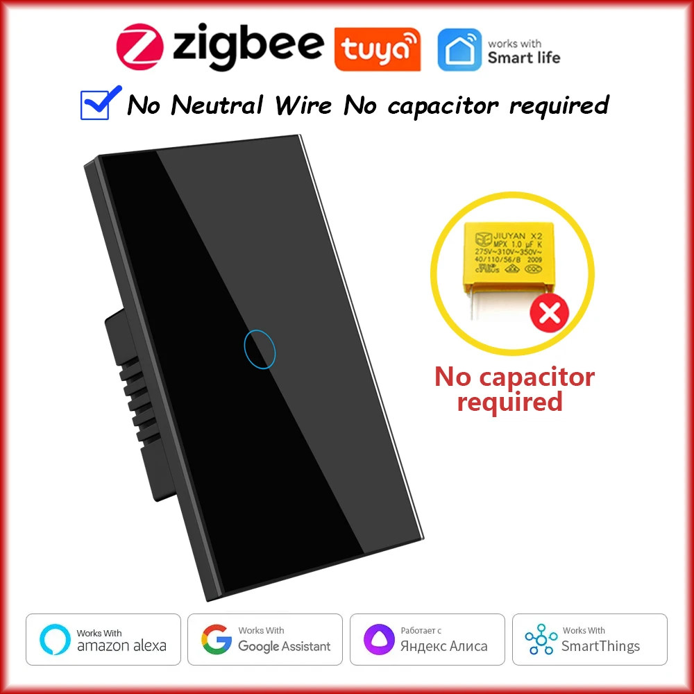 Smart Touch Switch No Neutral Wire Smart Life App Remote Control Timer Voice New