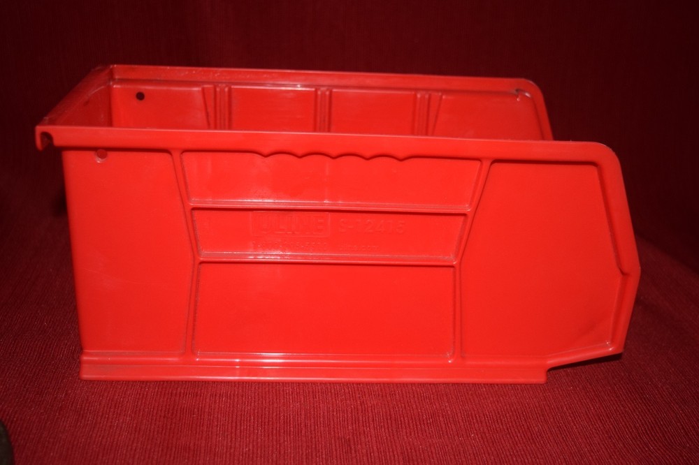 LARGE PLASTIC STORAGE BIN U-LINE 11"x5"x5.5" PARTS CONTAINER STACKABLE S-12415