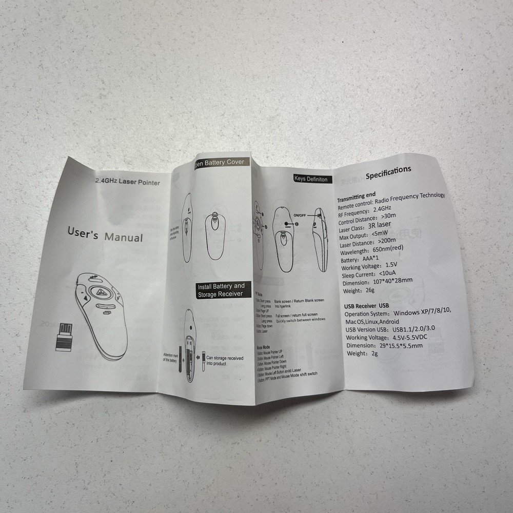 x5 Wireless Presenter Remote Presentation USB Control. 2.4GHz