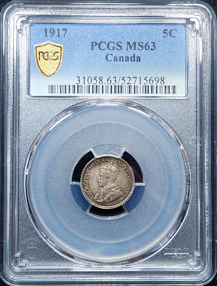 UNC Silver 1917 Canada 5 Cents | PCGS MS63