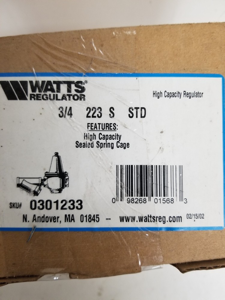 Watts Regulator 0301233 High Capacity Regulator Sealed Spring Cage 3/4 223 S STD