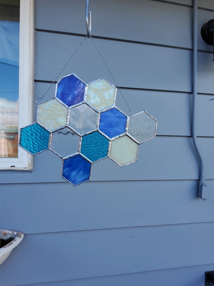 Stained Glass Bee Hive Window Hanging
