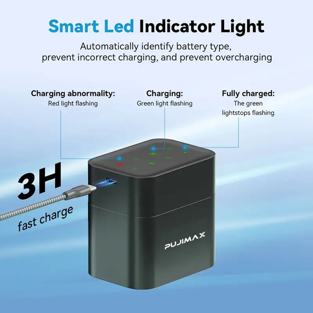 8 PCS PUJIMAX 1.5V 1512mWh AAA Rechargeable Lithium-ion Battery + Charging Box