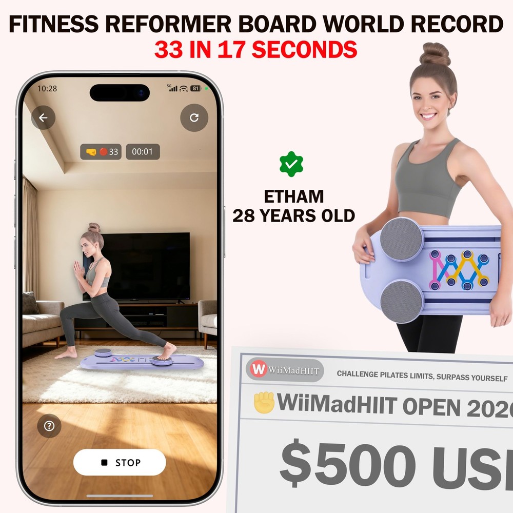 Plymax Pilates Board, Mini Pilates Reformer, Portable Foldable Multifunctiona...