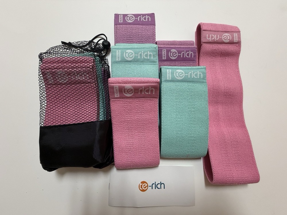 Te-Rich Resistance Bands (Light, Medium, Heavy) - 3 Sets (9 Bands)