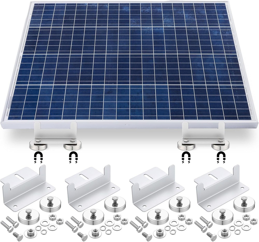 Pack 1200 Lbs No Drill Magnetic Solar Panel Mount Bracket Solar Panel 4 Silver