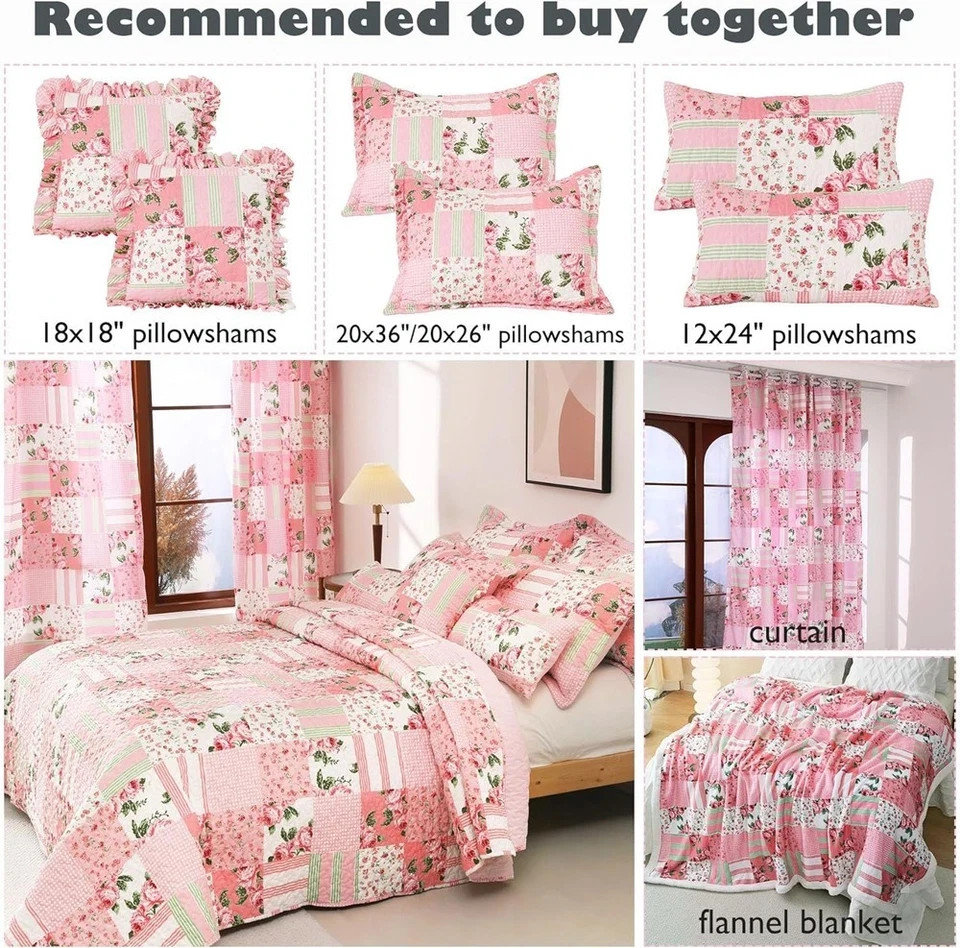Floral Comforter Queen Size Patchwork Microfiber Comforter Set All Season 88x88"