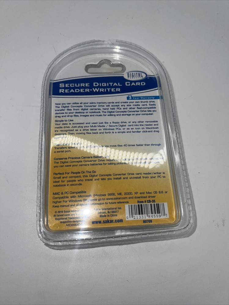 USB 2.0 SD Card Reader/Writer (MAC/PC)