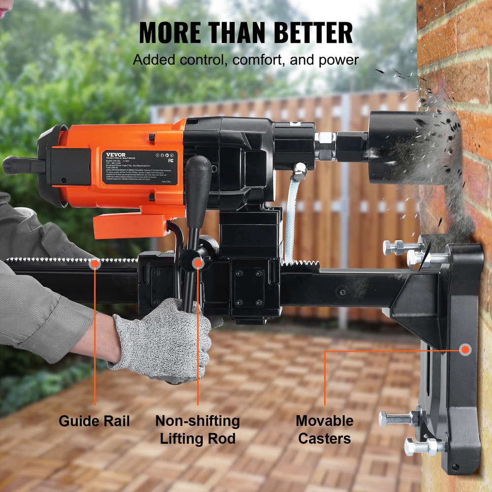 10in Electric Diamond Core Drill Machine Concrete Core Drill Rig Casters 2500W