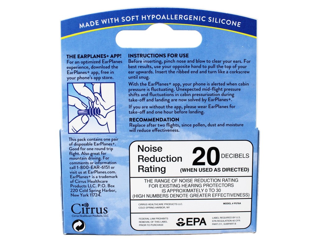 5 Pack - Earplanes Flight Ear Protection Earplugs - 1 Pair