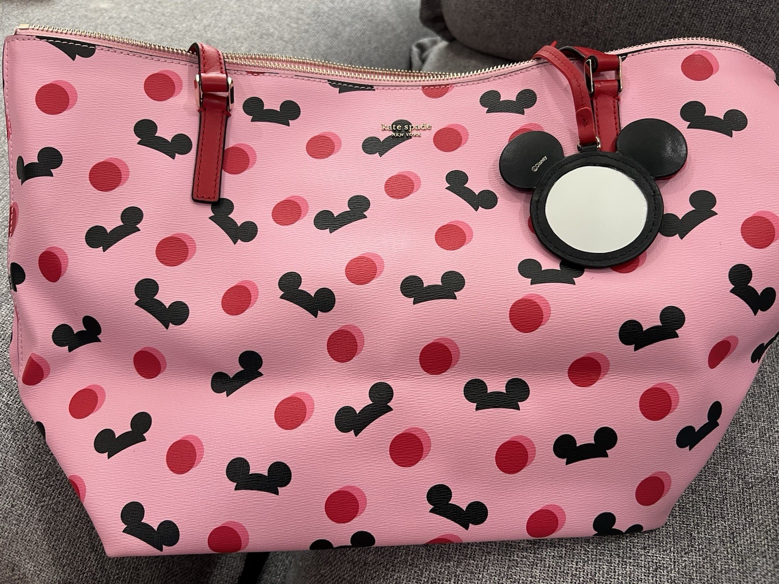 Disney Parks Kate Spade Tote Bag Pink Ears Hat Rock The Dots Mickey Mouse