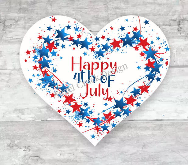 Happy 4th of July Favors Heart Shaped Stickers Envelope Seals USA Stars Labels