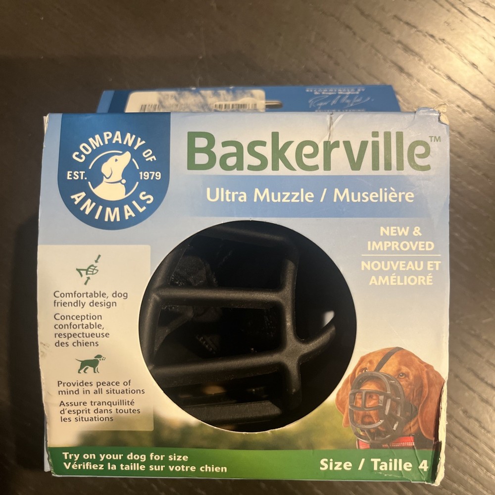 BASKERVILLE BLACK ULTRA MUZZLE FOR DOGS SIZE 4 PERMITS PANTING & DRINKING EUC