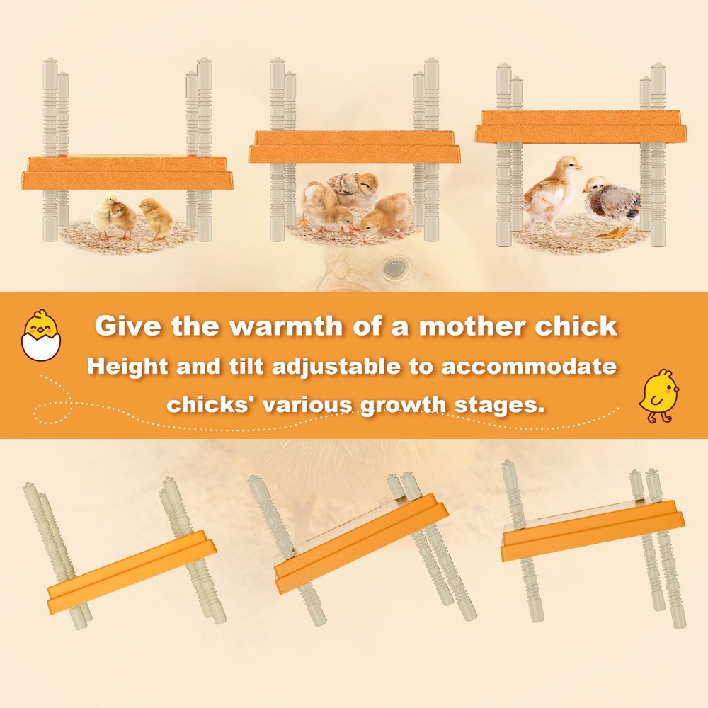 Brooder Plate for Chicks,10" x 10" Heat Plate for Chicks with Triangular Cone...