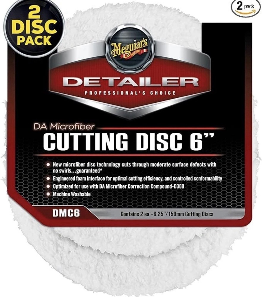 Meguiars DMC6 DA Microfiber Cutting Disc 6", Microfiber Pads - 2 Pack -Brand New
