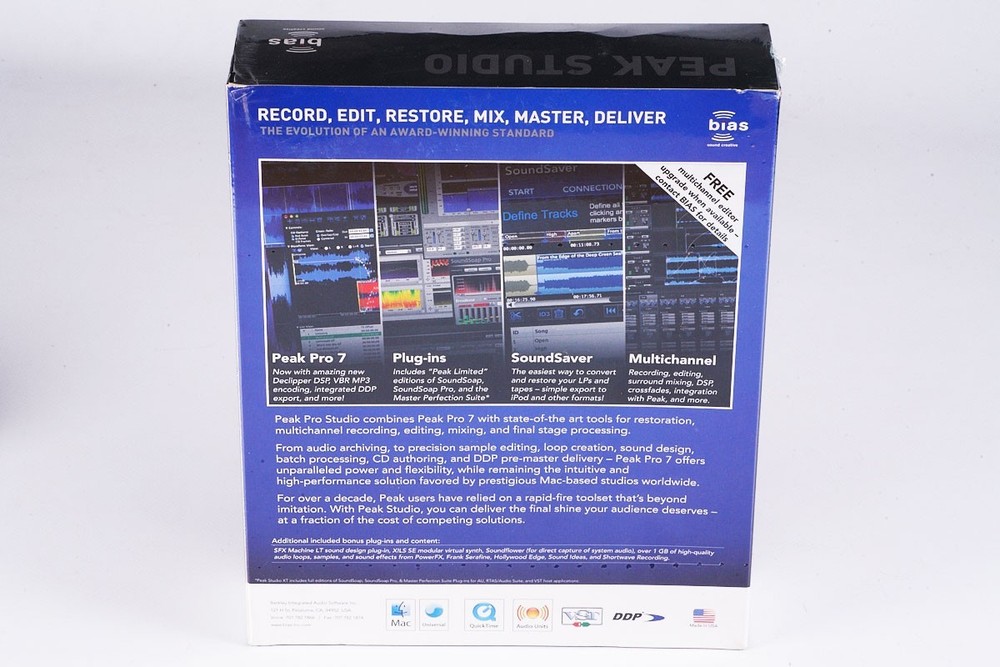 BIAS PEAK STUDIO Including Peak Pro 7 Audio Editing Mastering MAC Software - NEW