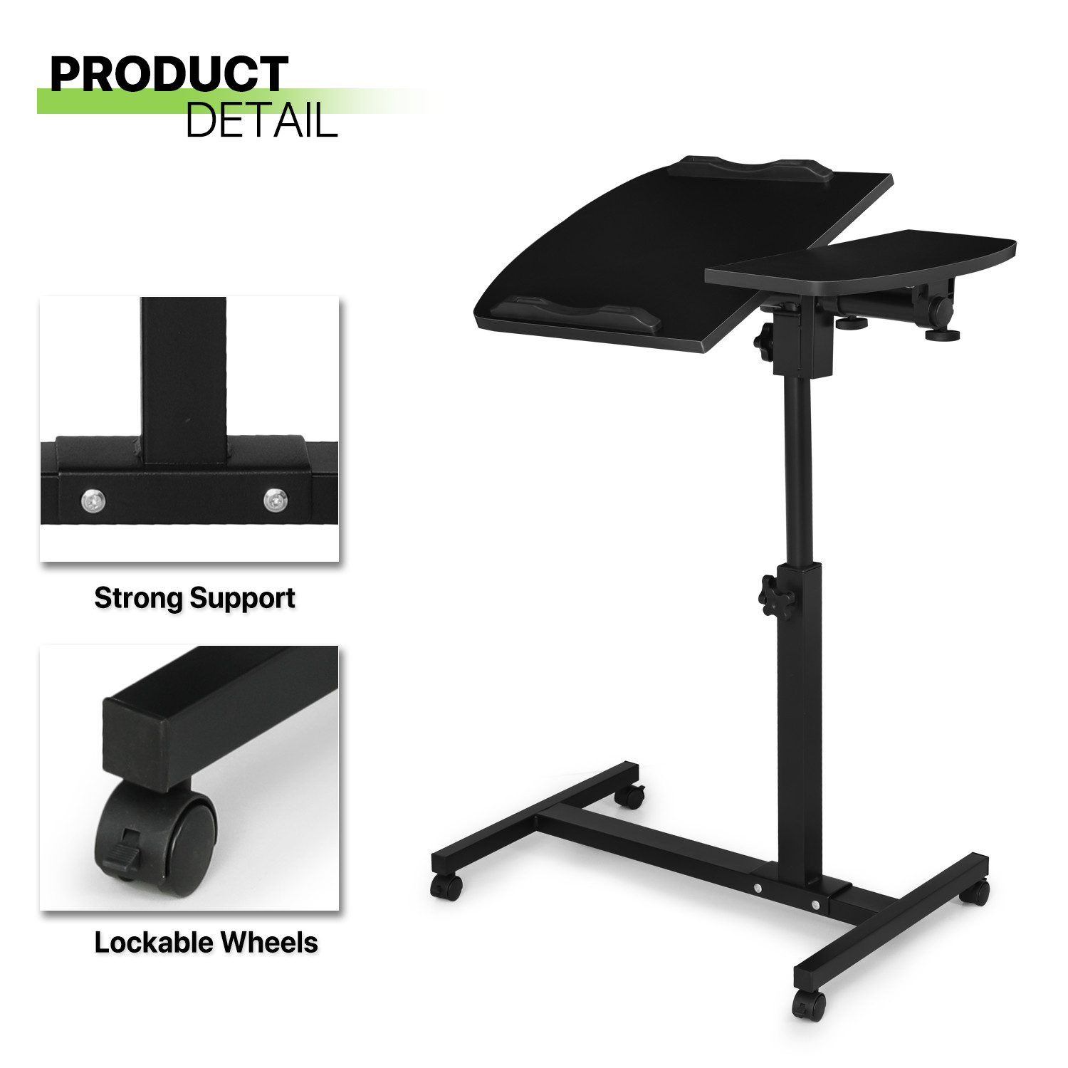 [ADJUSTABLE HEIGHT & ANGLE DESK] Rolling Swivel Laptop Table Portable Sofa Tray