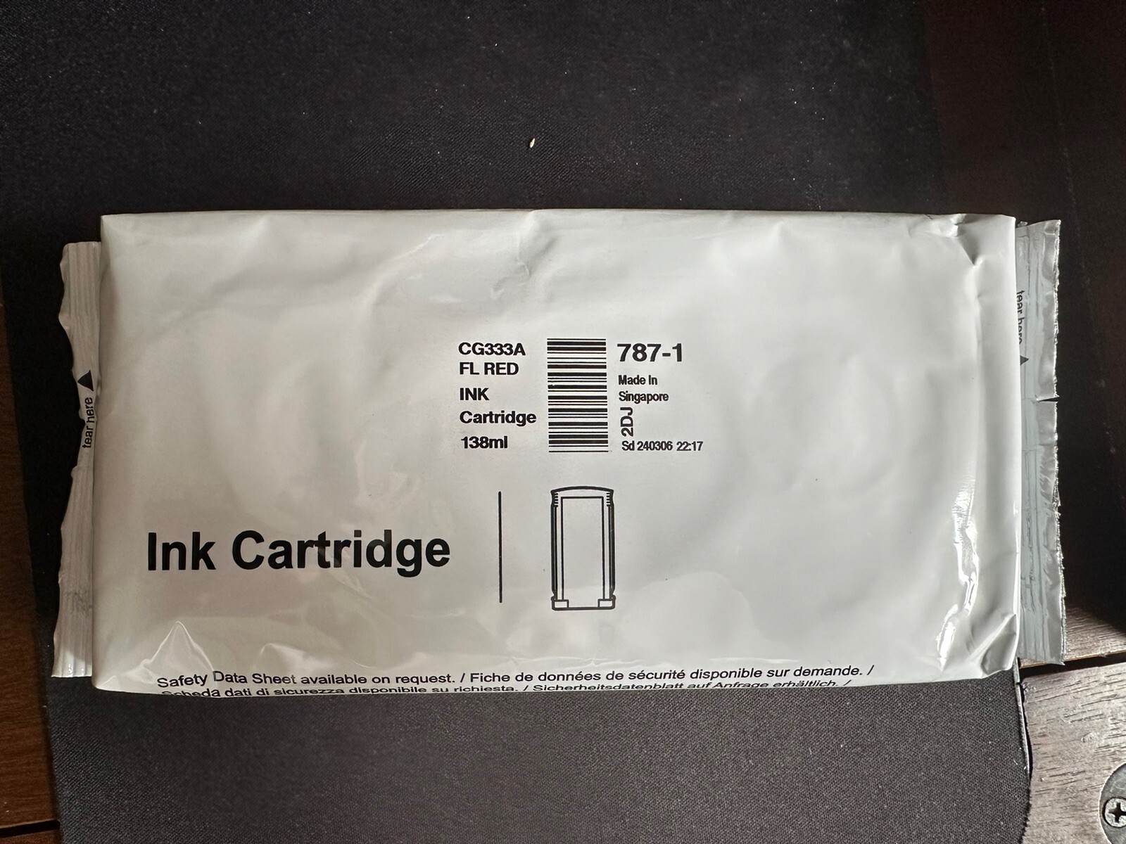 New Genuine Pitney Bowes 787-1 Fluorescent Red Ink Cartridge 138ml CG333A