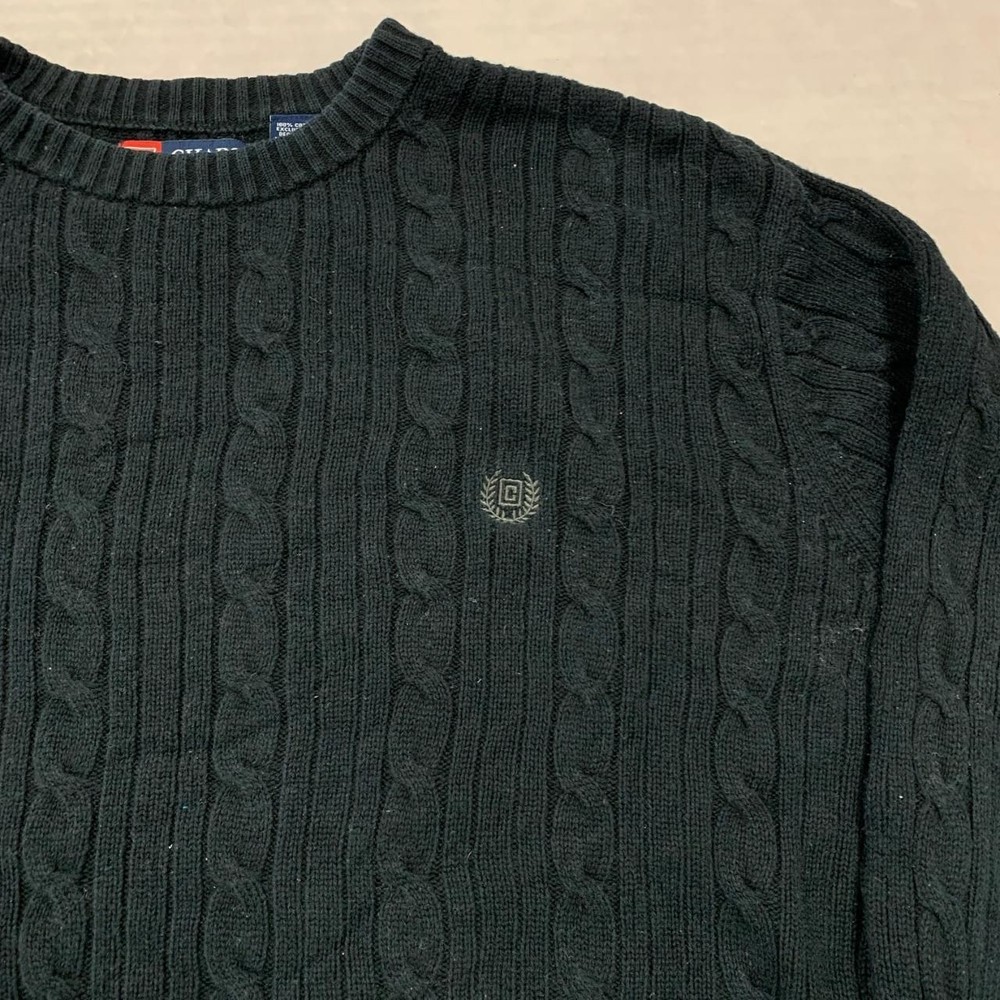 Vintage Chaps Knitted Jumper cable knit patterned pullover chunky sweater with