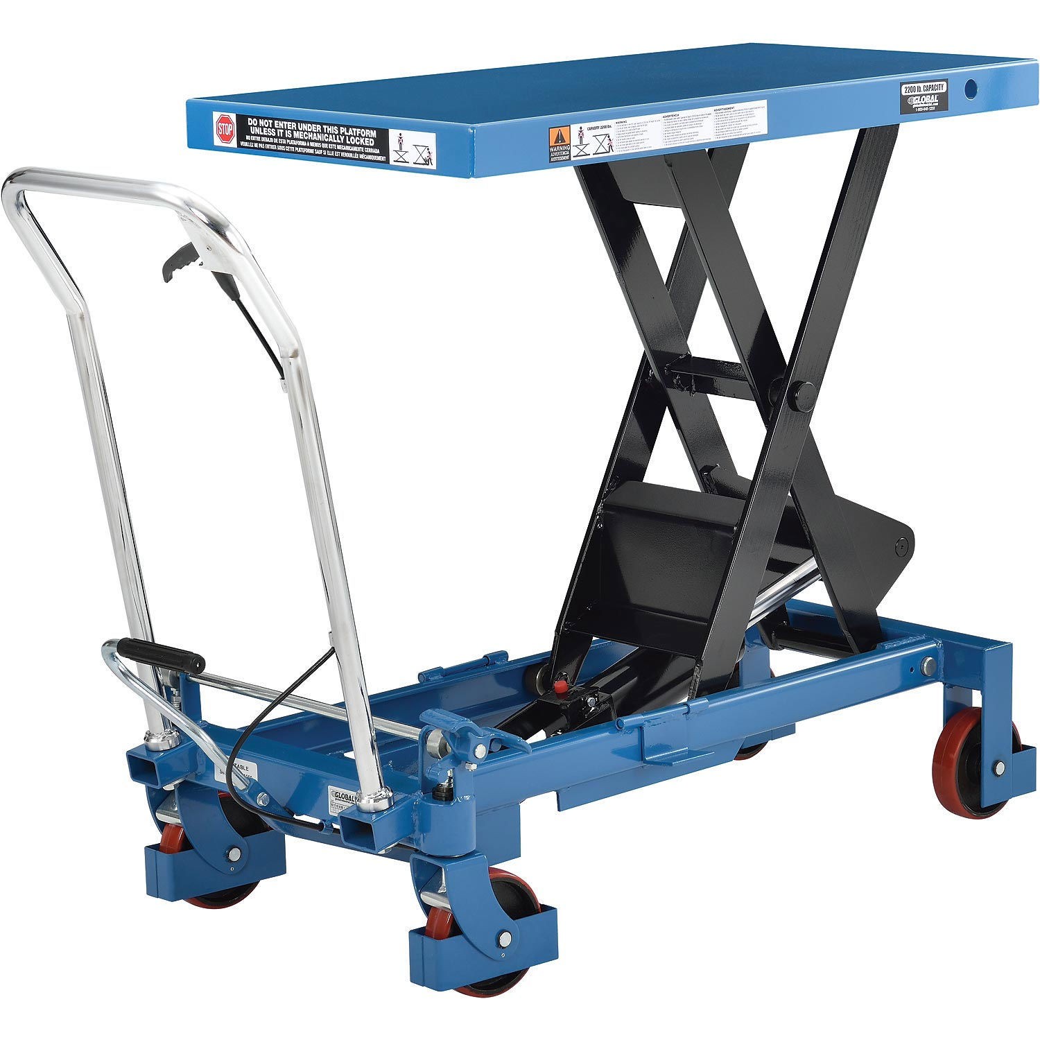 2200 Lb. Capacity Mobile Heavy Duty Scissor Lift Table 40 x 20 Platform