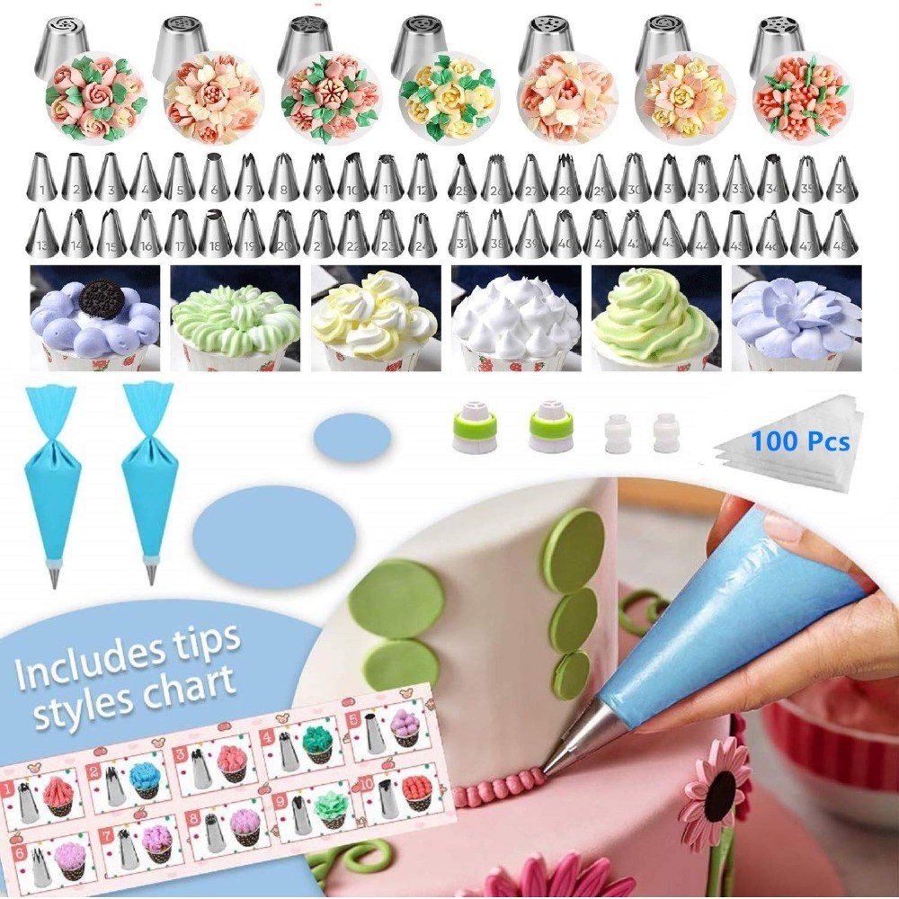 493PCS Cake Decorating Kit with Springform Pans, Turntable and Icing Tips