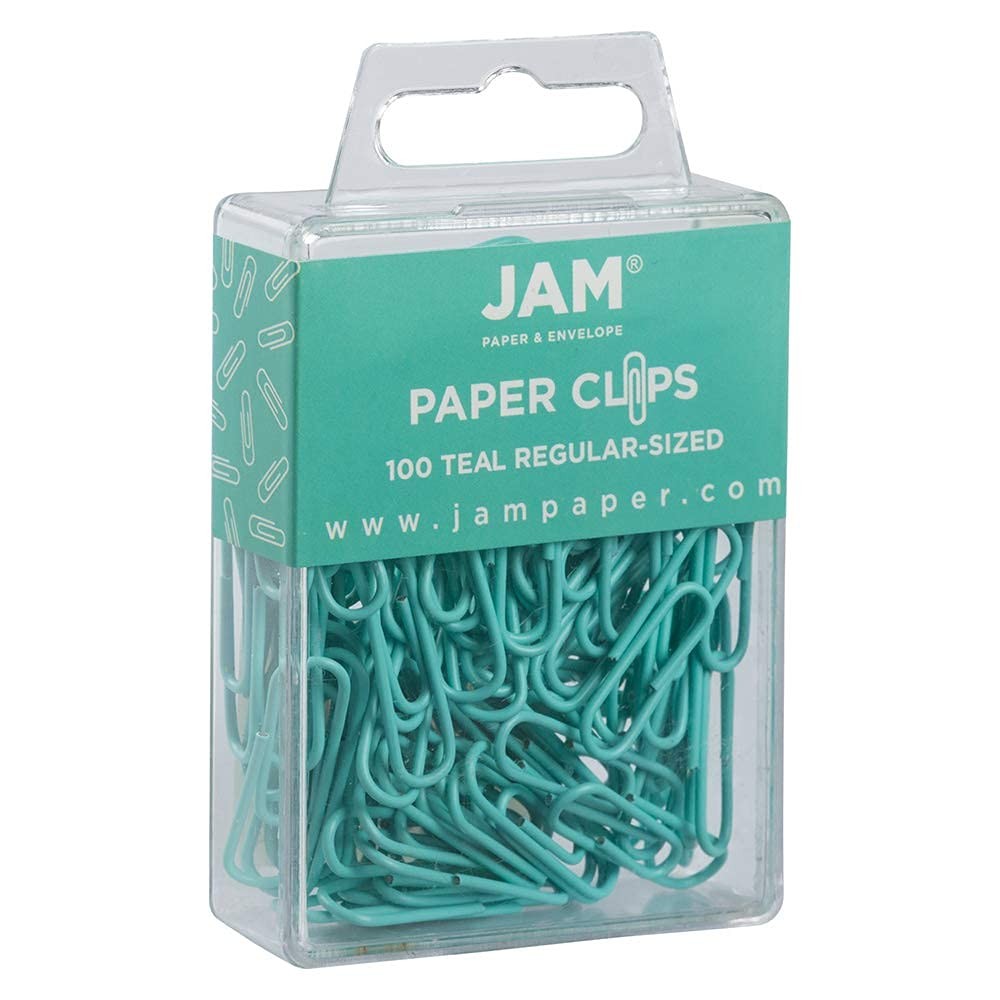 Colored Standard Paper Clips - Small - Teal - 100/pack