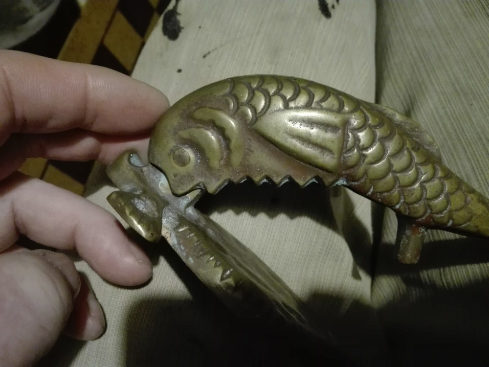 RARE - Antique Front Door Knocker BRASS FISH