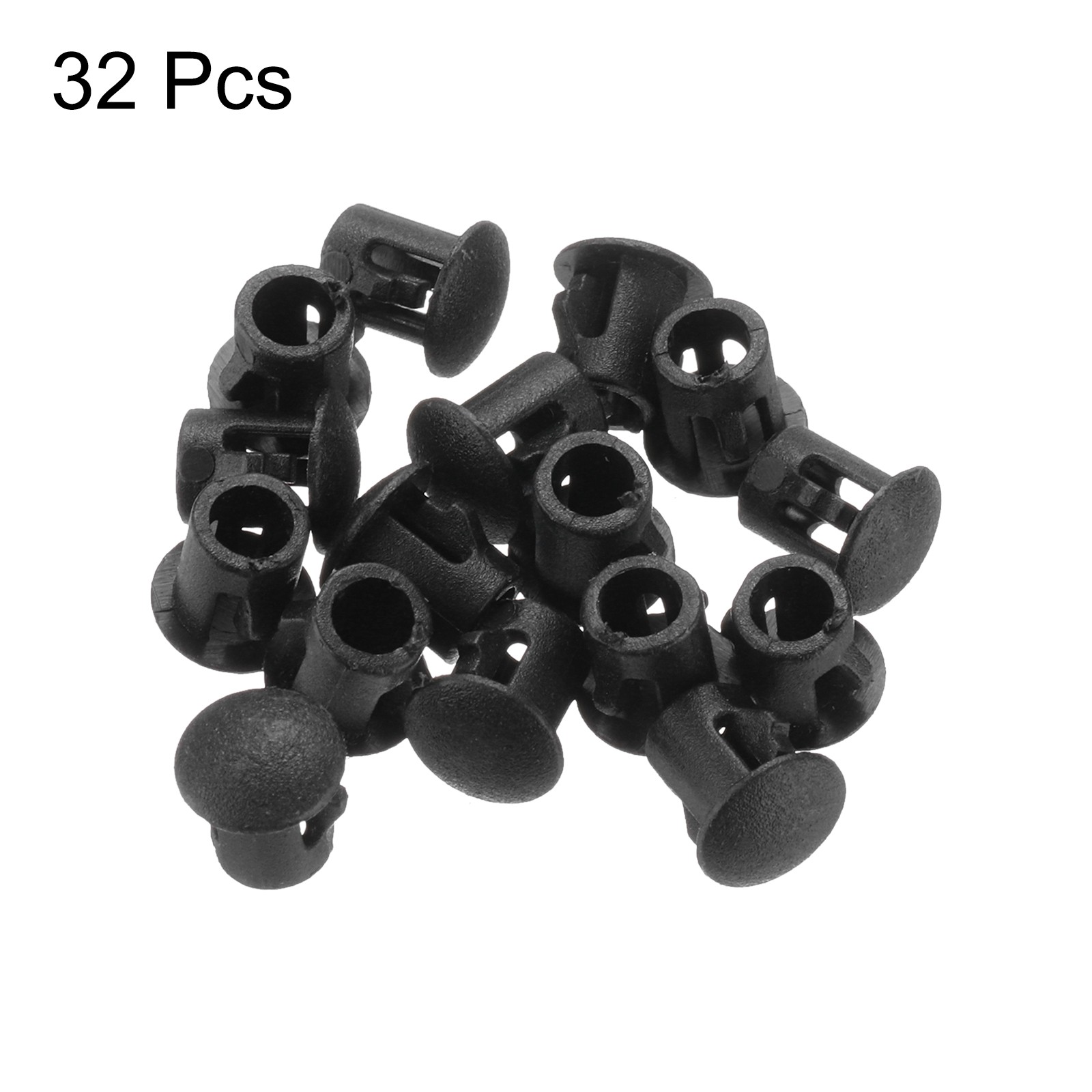 32Pcs 7mm(1/4") Black Nylon Plastic Round Locking Hole Plugs Insert End Caps