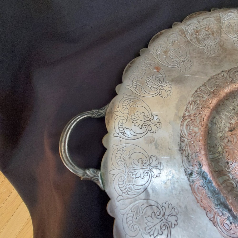 Vintage Silver/Copper Serving Tray 10"