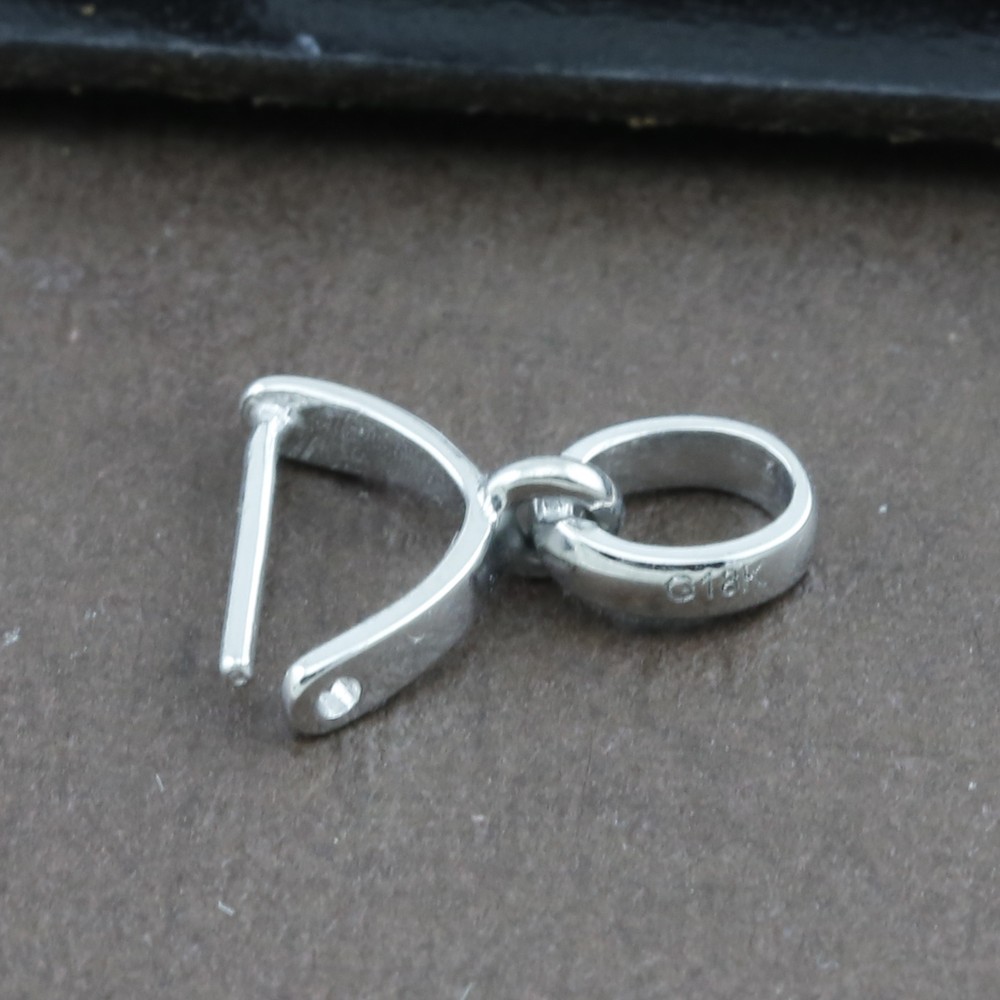 Genuine Solid 18CT White Gold Jade Clip Bail