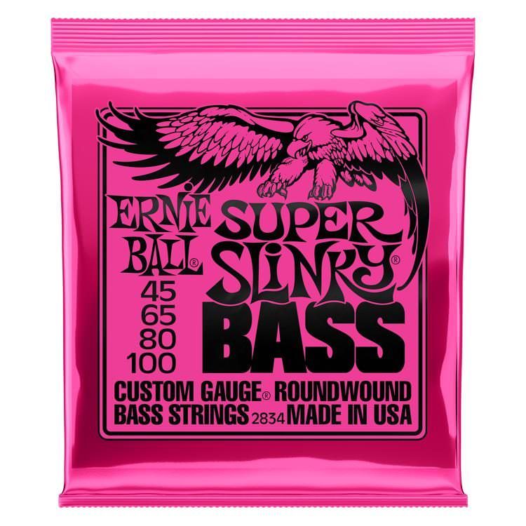 **ERNIE BALL SUPER SLINKY 45-100 ELECTRIC BASS GUITAR STRINGS 2834 (4-STRING)**