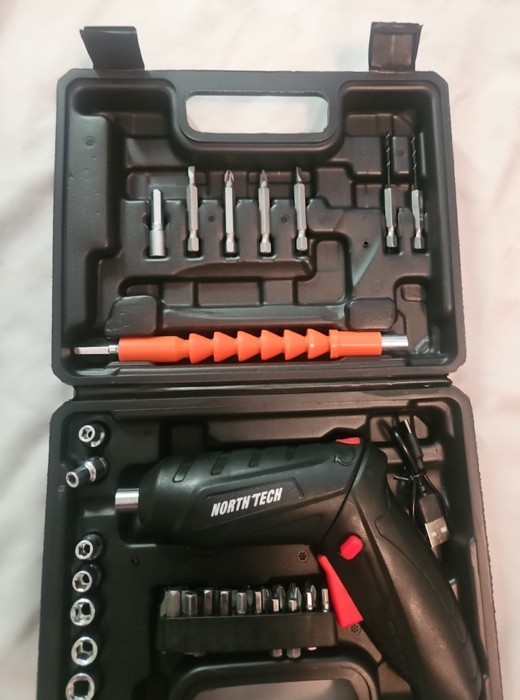 North Tech 3.7V Cordless Screwdriver Tool Socket Set Carrying Case Rechargeable