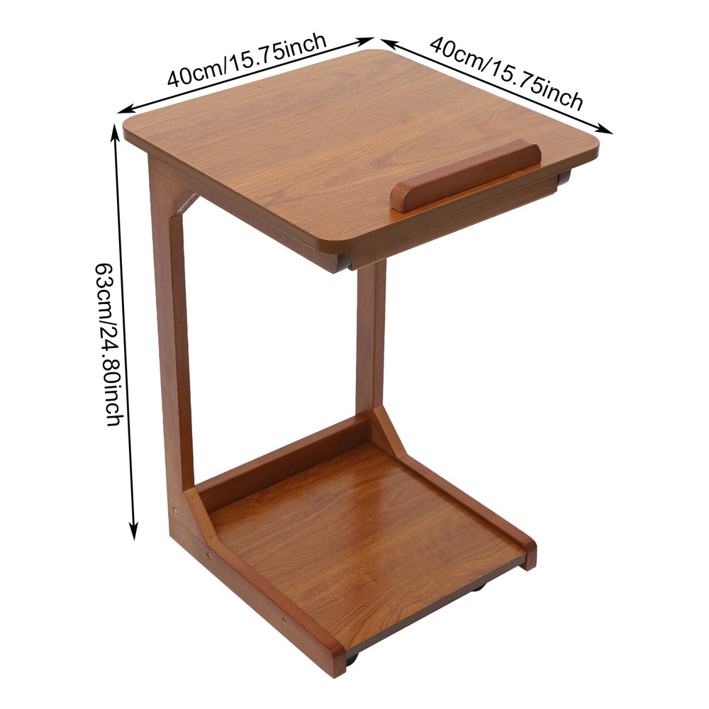 C-shaped Table Couch Table Sofa Bed Side Table W/ Wheels 40*40*63cm 0-40° Angle