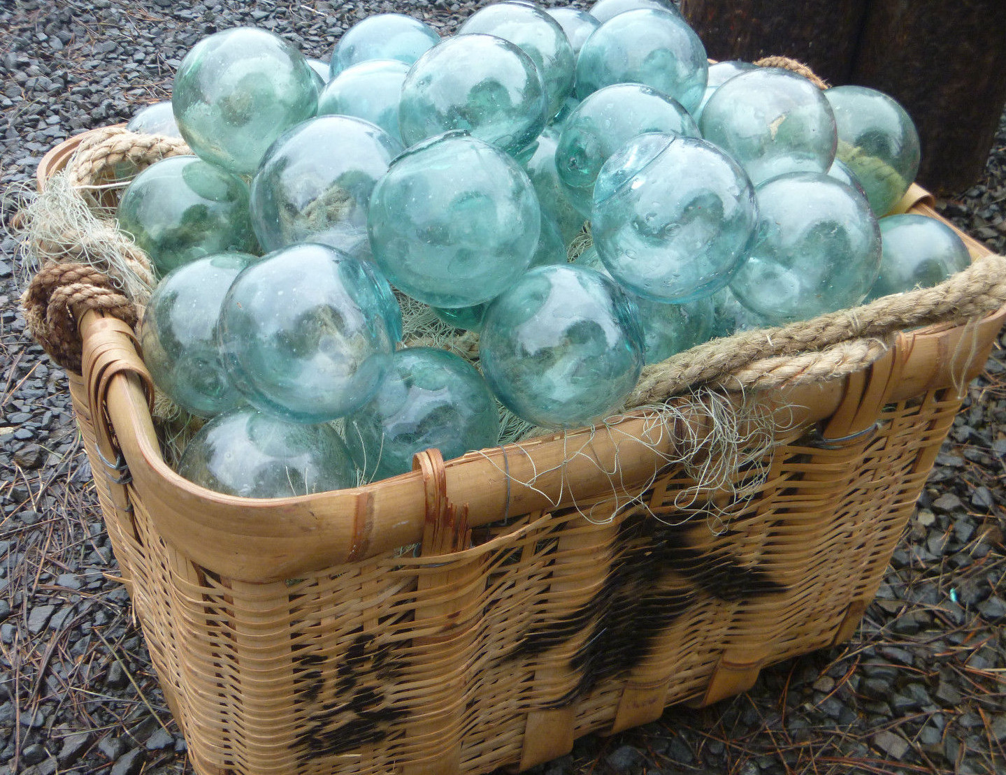Japanese GLASS Fishing FLOATS 3-3.5" LOT-9 Round Buoy BALLS Authentic Vtg USA BZ