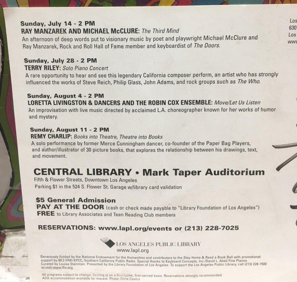 Ray Manzarek Autogroaphed Soundings 2002 Performance Series Program