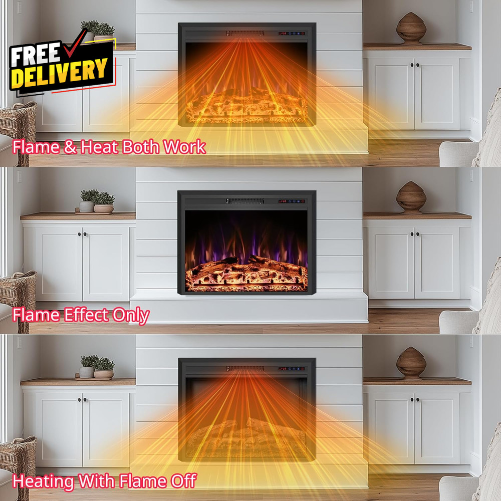 40 Width Electric Fireplace Inserts with Adjustable Flame Colors Fireplace Heate