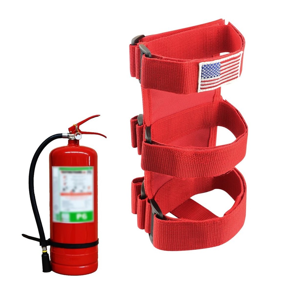 Fire Extinguisher Holder, Roll Bar Fire Extinguisher Strap with Flag Pattern,...