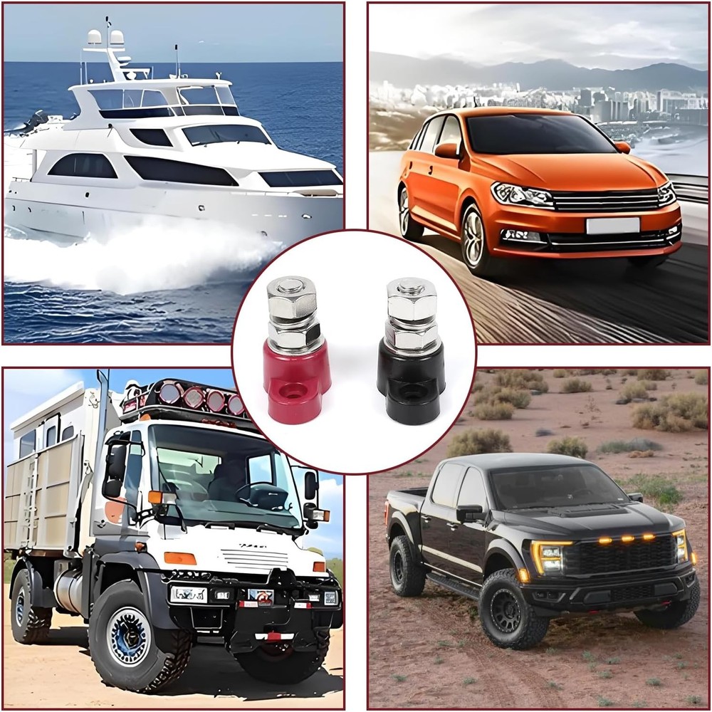 Hovom 2PCS Single Stud Battery Junction Posts Block, 12V 3/8" Insulated