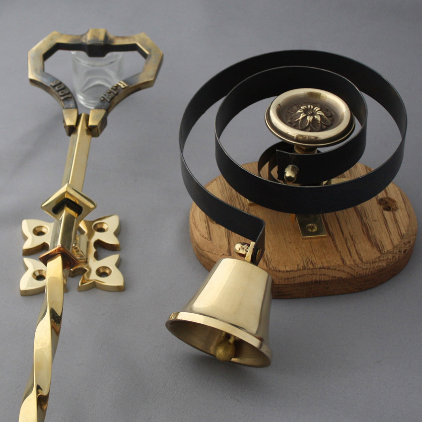 Brass Lichfield Front Door Bell Pull & Bell
