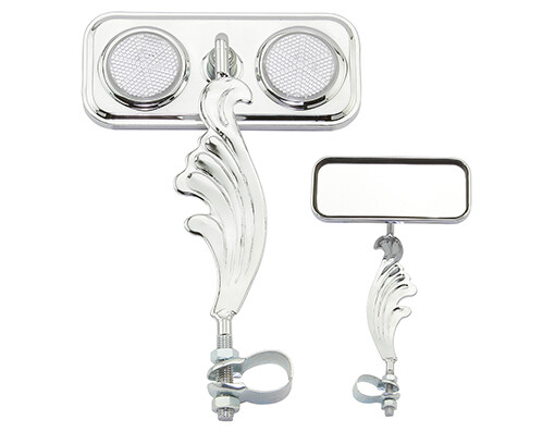 ONE Bike Rectangle Wing Mirror Chrome Right Clear Reflectors.