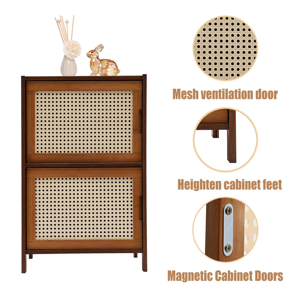 Modern Nightstand 2 Drawers End Side Table Bedside Table with Storage Cupboard