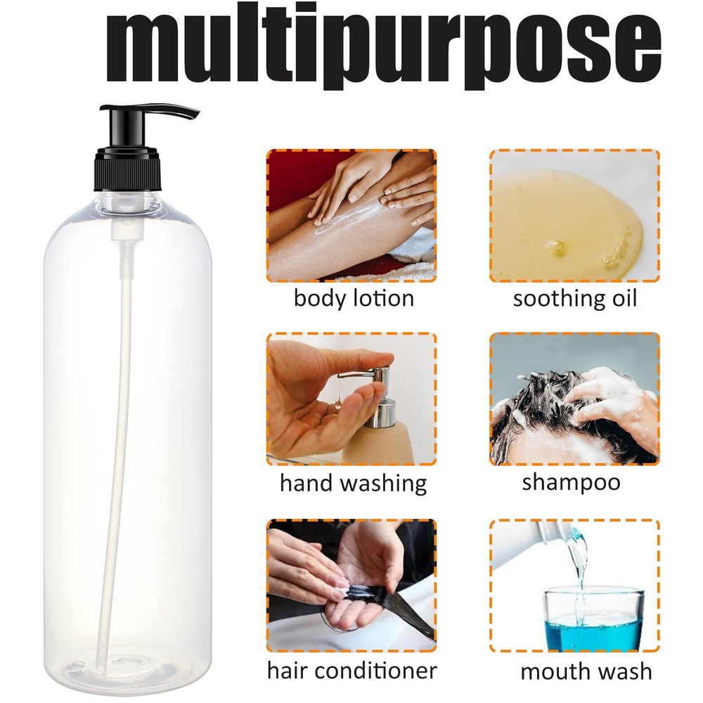 6 Pack 32oz Empty Pump Bottles Refillable Containers for Liquid Soap Shampoo