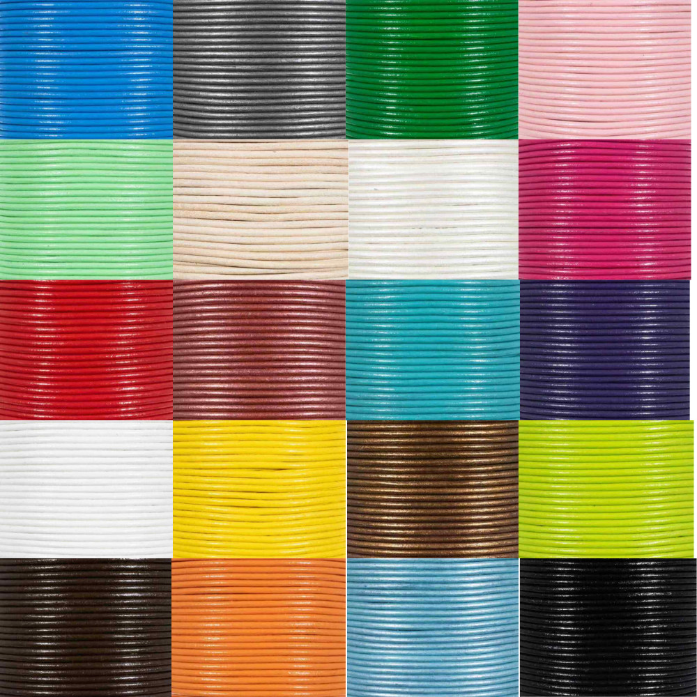 Craft County 2MM Round Leather Cord  Various Colors