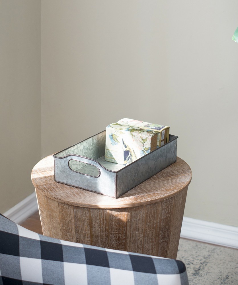 Galvanized Decorative Trays Set Rustic Industrial Pedestal Display Stands