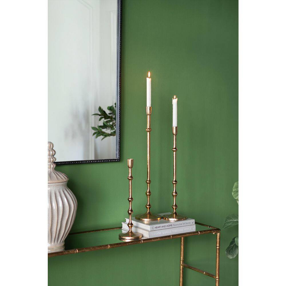 Transitional Glow Series Bronze Aluminum Taper Candle Holders 3-Pack