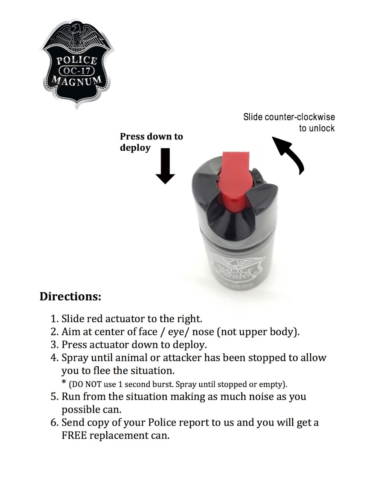 2 PACK Police Magnum pepper spray 5 oz Safety Lock Defense Security Protection