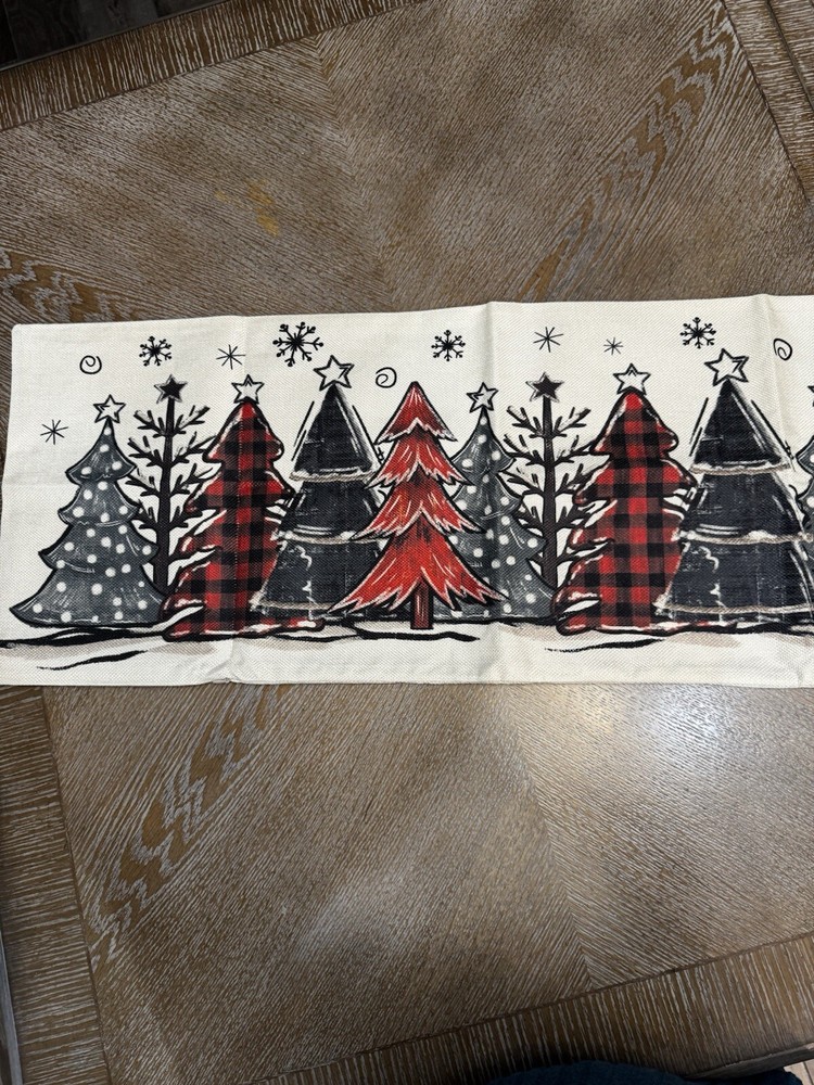 Christmas Tree Scene Pillowcase/Table Runner Width 13” Length 34.5”