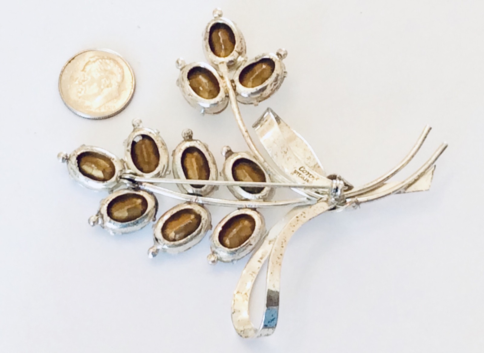 RARE Vintage ~ WWII Era ~ CORO ~ STERLING SILVER ~ 3.75” Rhinestone Pin